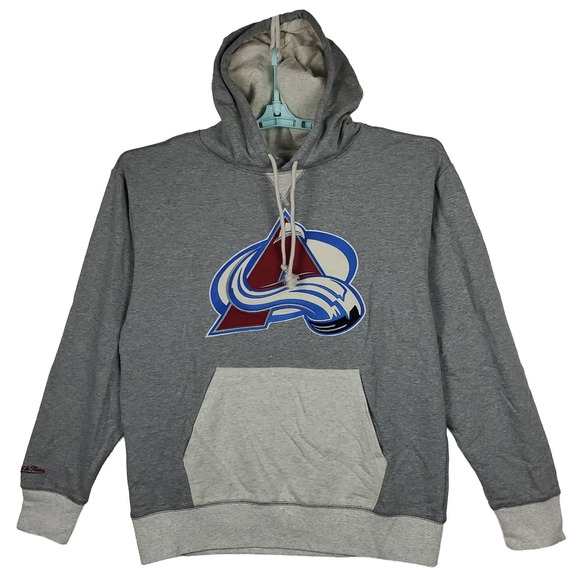Colorado Avalanche Mitchell & Ness NHL Large Hoodie Cut & Sew Embroidery Art NWT